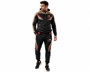 Survêtement à capuche en polyester personnalisé pour hommes, fermeture éclair intégrale, vêtements de sport, tenue de jogging, fabricant OEM ODM - Product Image 4