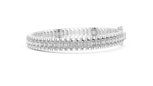 Bracelet tennis de luxe en diamant de laboratoire taillé émeraude, double fermoir, or blanc massif 18 carats plaqué rhodium, unisexe, idéal pour offrir - Product Image 2