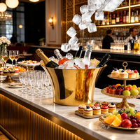 Seau à glace en métal personnalisé, acier inoxydable à double paroi, 12L, or, argent, refroidisseur à champagne, vin, bière pour bar, hôtel, restaurant