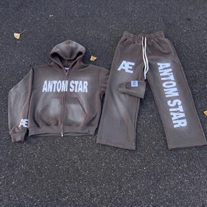 Custom Printed Black Winter Heavyweight <b>Plus</b> <b>Size</b> Hooded Tracksuit <b>Set</b> Hoodie <b>Jogger</b> Pants Solid Bold Text Logo Unisex Casual - Product Image 3