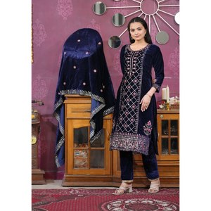 Conjunto de traje de fiesta para mujer de diseñador con trabajo bordado en secuencia - Product Image 2