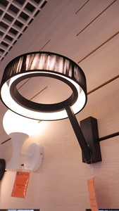 Modern Ring <b>Wall</b> Lamp LED <b>Sconce</b> with E26 Bulb Base Fabric Shade Warm White Light for Hotel Bedroom Corridor & Bathroom - Product Image 4