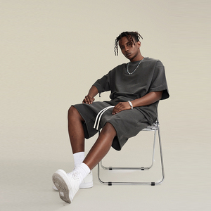 Men Summer <b>Twin</b> <b>Set</b> With Utility Cargo Shorts Tee Co Ord Multi Pocket Streetwear Breathable Custom Labels Private Label - Product Image 6