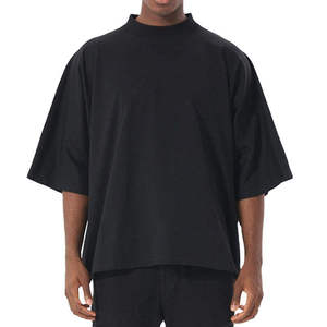 เสื้อยืดแขนสั้นผู้ชายผ้าเทอร์รี่ทรงโอเวอร์ไซส์ใส่สบายคุณภาพสูงสีพื้นแบบลำลองรุ่นล่าสุด สามารถปรับแต่งได้ - Product Image 5