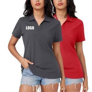Camiseta Polo corta de alta calidad para mujer, cómoda camisa transpirable de secado rápido, diseño liso personalizado a bajo precio - Product Image 1