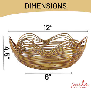 Elegant Modern Abstract Etched Gold Brass Wire Round Decorative <b>Bowl</b> Handcrafted <b>Metal</b> Serving Dish Holidays Ramadan Table - Product Image 5