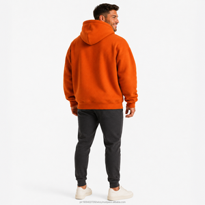 <b>Men's</b> <b>Orange</b> 100% Cotton Crew Neck Pullover <b>Sweatshirt</b> Oversized Knitted Solid Color Casual Winter Digital Printing Embroidered - Product Image 4