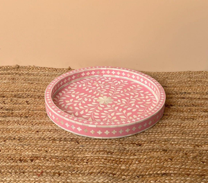 Plateau décoratif en os incrusté, plateau d'art en os incrusté, plateau de luxe incrusté, plateau en os fait main - Product Image 5