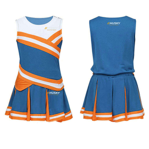 Ensembles d'uniformes de cheerleading personnalisés pour filles et adultes, avec logo frontal imprimé par transfert thermique, pour équipes et compétitions, couleurs variées, hauts et shorts 100% coton - Product Image 1
