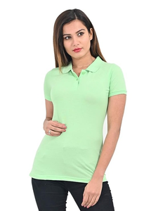 Polo uni pour femme en coton respirant à manches courtes, tricoté, boutonné, décontracté, pour l'été 2026 - Product Image 5