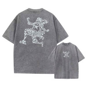 T-shirt oversize streetwear à imprimé graphique anime, délavé, vintage, manches courtes, décontracté pour homme, tendance, inspiré de la mode urbaine - Product Image 6