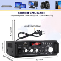 Amplificateurs numériques domestiques Affichage audio 300W+300W Amplificateur de puissance audio numérique HIFI stéréo 2 canaux Amplificateurs numériques BT-298A