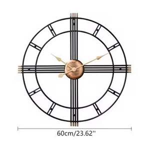 Luxury Deep Frame Wall <b>Clock</b> Industrial Station Design Black Metal Roman Numerals Silent Quartz <b>Movement</b> for Restaurant Decor - Product Image 4
