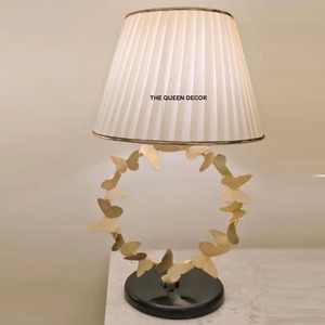 Aluminum Metal Casting <b>Tree</b> Leaf Designer Gold Plated Finish Wth White Fabric Shade Decorative Table Lamp Home and Hotles - Product Image 3