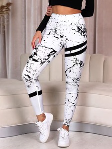 Leggings de Cintura Alta con Estampado de Mármol para Mujer, Pantalones Deportivos para Gimnasio, Leggings Atléticos con Estiramiento en Cuatro Direcciones, Pantalones de Yoga con Diseño Salpicado, Ropa Deportiva - Product Image 3