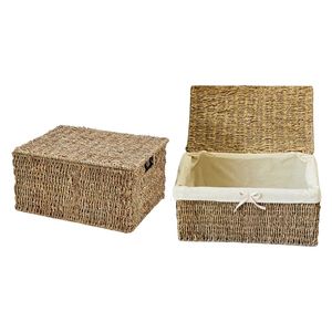 PHU HAO Premium Wicker SEAGRASS Storage <b>Basket</b> <b>Lid</b> Eco-Friendly Reinforced Metal Frame for Durable Use - Product Image 1
