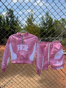 Ensemble veste coupe-vent et short pour femme personnalisé, en nylon léger, ensemble de survêtement deux pièces, streetwear d'été, ensemble court - Product Image 1