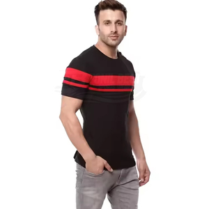 T-shirt à manches courtes bleu pour homme, col rond, logo personnalisé imprimé par transfert thermique, séchage rapide, coupe classique, tricoté en polyester - Product Image 2