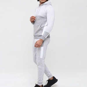 Ensemble sweat-shirt à capuche et pantalon de jogging pour homme, couleurs contrastées, tricoté, 100% coton, vêtements d'automne décontractés - Product Image 6