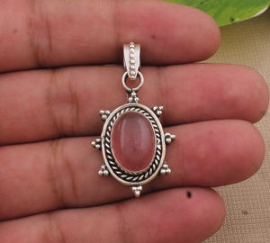 Collier en argent sterling 925 plaqué platine vintage avec jade rose et zircon, charme solitaire, pierre précieuse naturelle délicate, bijoux fins - Product Image 3