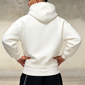 Sweat à capuche vintage pour homme, coupe classique, avec logo personnalisé, épaules tombantes, poche, en molleton écologique 100% coton, style streetwear décontracté, hiver - Product Image 4