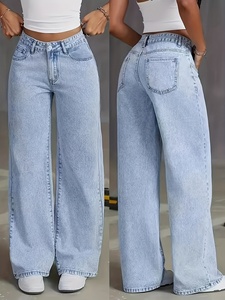 Women's Light Wash High Waisted Wide Leg Jeans Baggy Loose Fit Denim Pants Vintage Y2K Streetwear Casual Trousers - Product Image 3