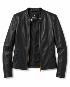 Rave Black Sheep Skin Leather <b>Biker</b> <b>Jacket</b> Winter Women's Quilted Stand Collar Breathable Eco-Friendly Customized Color Size - Product Image 1