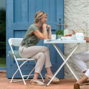 Chaise pliante moderne en résine blanche pour extérieur, jardin, hôtel, durable, en acier inoxydable, respirante, portable, pour école, parc, camping, pique-niques - Product Image 6