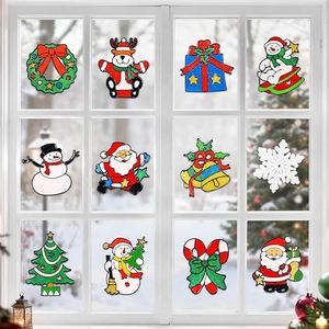 12 autocollants de fenêtre de Noël 3D, décorations de fête de Noël, ornements de Noël 3D, autocollants décoratifs pour fenêtres - Product Image 1