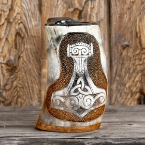 Authentique Chope en Corne de Buffle Polie Écologique Faite à la Main, Qualité Alimentaire, Style Médiéval, Religieuse, Feng Shui, pour Bière - Product Image 1
