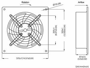 Ventilateur d'extraction mural à moteur centrifuge BLDC 370x88mm, 4000 CFM, avec registre de refoulement de 31 pouces - Product Image 3
