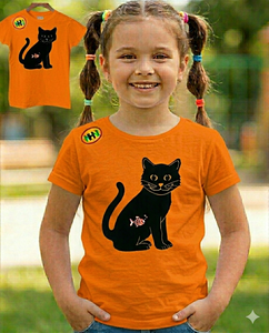 Camisetas Casuales Vintage para Niñas, Cuello Redondo, Tejido Suave, Manga Corta, 100% Algodón, Transpirable, Ecológico, Estampado Animal, Primavera/Verano - Product Image 4