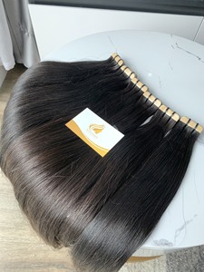 100% Cuticle Aligned Light Color Straight Virgin Vietnam Single Weft Tape-In Hair Extensions Single Donor <b>Bleached</b> Grade Hair - Product Image 5