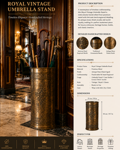 Antique Brass <b>Umbrella</b> Stand with Ornate Design for Hotel Lobby Decor Metal Handicraft One-Sided Capacity Freestanding - Product Image 5