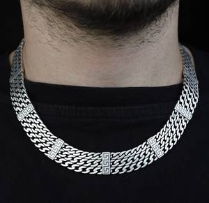 Collar de cadena griega para hombre de 16 mm, fabricado en plata de ley 925 con una construcción de eslabones gruesos y un estilo contemporáneo audaz. - Product Image 2