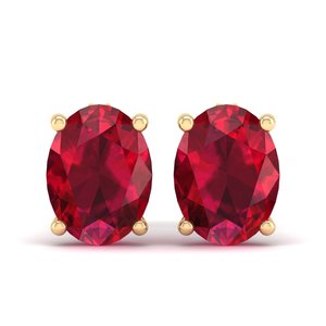 REYES Factory Outlet Price 14K <b>Gold</b> Oval Cut 2.42 Ruby Gemstone <b>Screw</b> <b>Back</b> Stud <b>Earrings</b> For Women Hip Hop Style Jewelry - Product Image 2