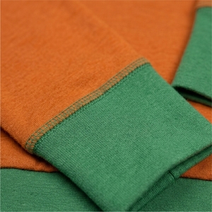 Cardigan tricoté surdimensionné personnalisé orange et vert contrastant pour femme, col en V, technique de patchwork, effet délavé, logo personnalisable - Product Image 5