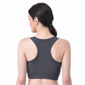 Sujetador deportivo gris para mujer con espalda cruzada, cuello redondo, alta sujeción, para yoga, transpirable y de ajuste perfecto - Product Image 2