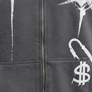 Nouveau sweat à capuche gris pour homme avec imprimé graphique blanc et rouge, style streetwear, coupe classique, en coton French Terry, pour l'automne - Product Image 6