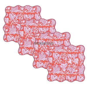 Dinner Scallop Napkins <b>Wood</b> <b>Block</b> Print Customizable Square Embroidered Scallops Mix Match Indian Floral Hand <b>Block</b> Printed - Product Image 6