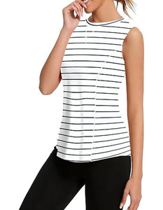 เสื้อกล้ามผู้หญิงแขนกุดคอกลมลายทางระบายอากาศลำลองเสื้อถักยาวปกติ - Product Image 6