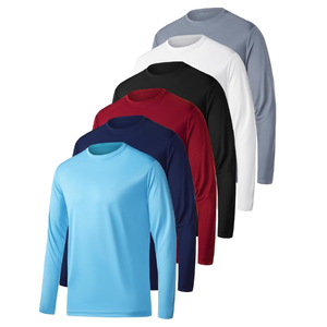 Camiseta de Manga Larga de Alta Calidad para Hombre, 100% Algodón, Lisa, Negra, Ropa de Moda, Camiseta Transpirable de Cuello Redondo para Hombre - Product Image 1