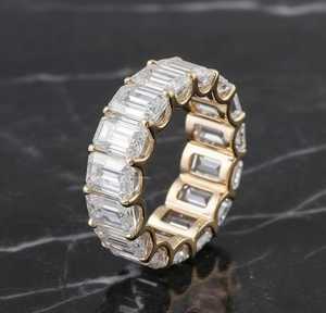 Sparkly Emerald Cut Moissanite Full Eternity Band <b>Ring</b> For Unisex 925 Silver With Rhodium Plated <b>Thick</b> Band Proposal Gift Her - Product Image 1