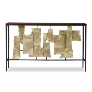 Tables consoles de luxe, forme irrégulière, en métal robuste, finition laiton antique, design unique et élégant, nouvelle arrivée. - Product Image 2