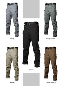 Pantalon cargo tactique pour homme, taille haute, plusieurs poches, séchage rapide, style vêtements de travail, toile, couleur grise - Product Image 6