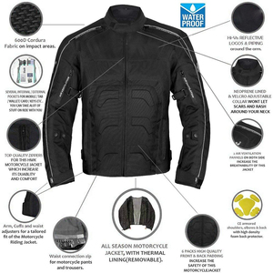 Veste de moto pour homme, manches longues, coupe-vent, en spandex et nylon, équipement de course, toutes saisons, style adulte - Product Image 3