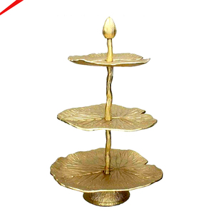 Fully High Quality Gold Plated Flower Designer Premium Quality Metal 3 Tier Cake Stand Beautiful Look Wedding Decor - Product Image 4