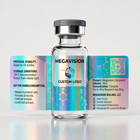 Étiquettes autocollantes holographiques OEM d'usine pour flacons de 3 ml, 5 ml, 10 ml, pour utilisation en recherche, flacons en verre étanches