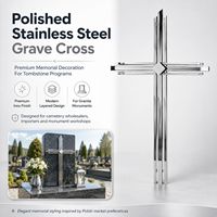 Cruz de Acero Inoxidable Pulido al por Mayor para Lápida, Decoración Conmemorativa de Cementerio, Proveedor Mayorista para el Mercado Polaco