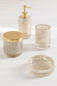 Ensemble d'accessoires de salle de bain en verre, 3 pièces, avec distributeur de savon, pour lavage des mains, transparent - Product Image 2